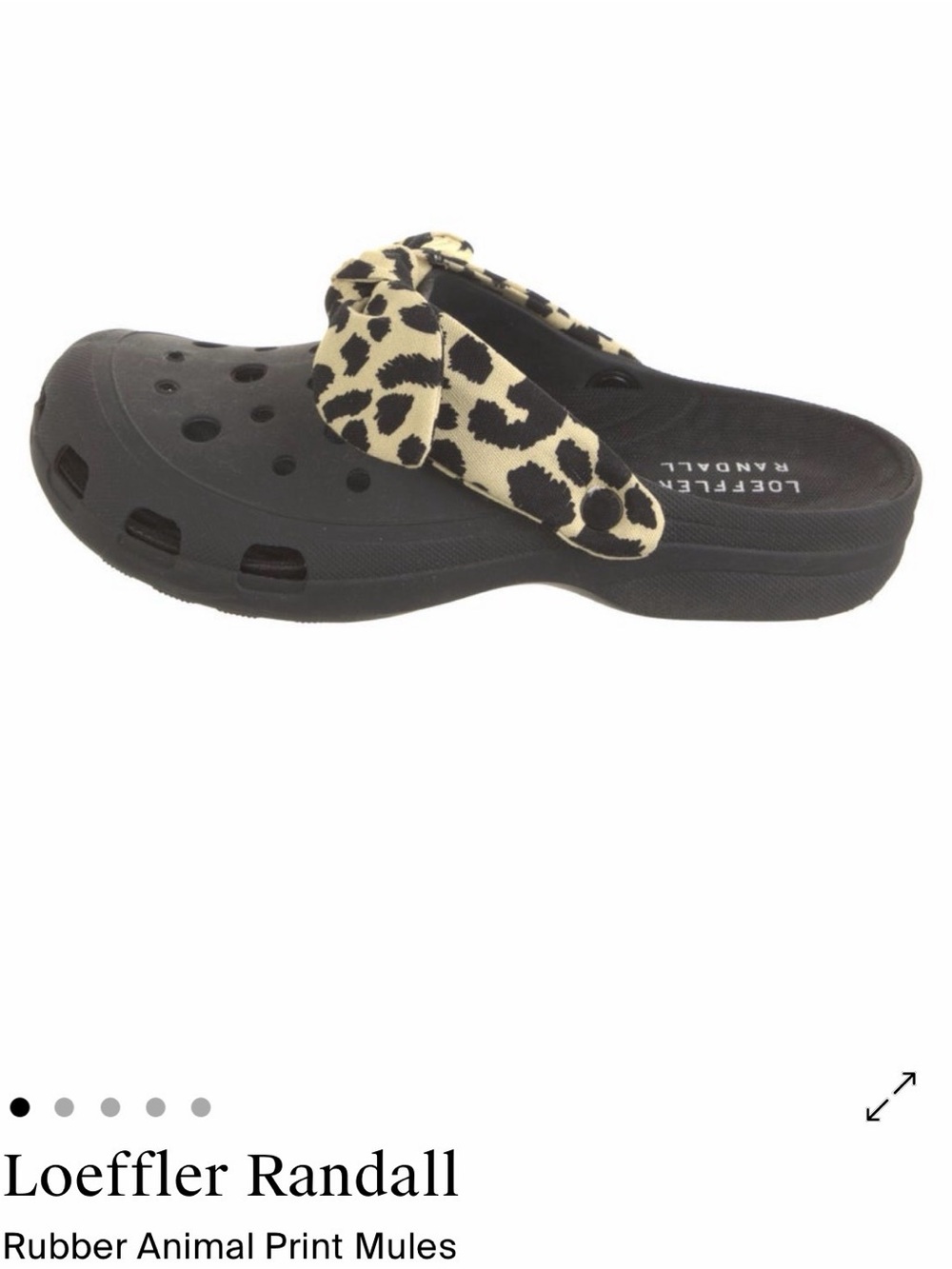 Loeffler Randall Black Rubber Ckog Mule with Leopard-Print Strap